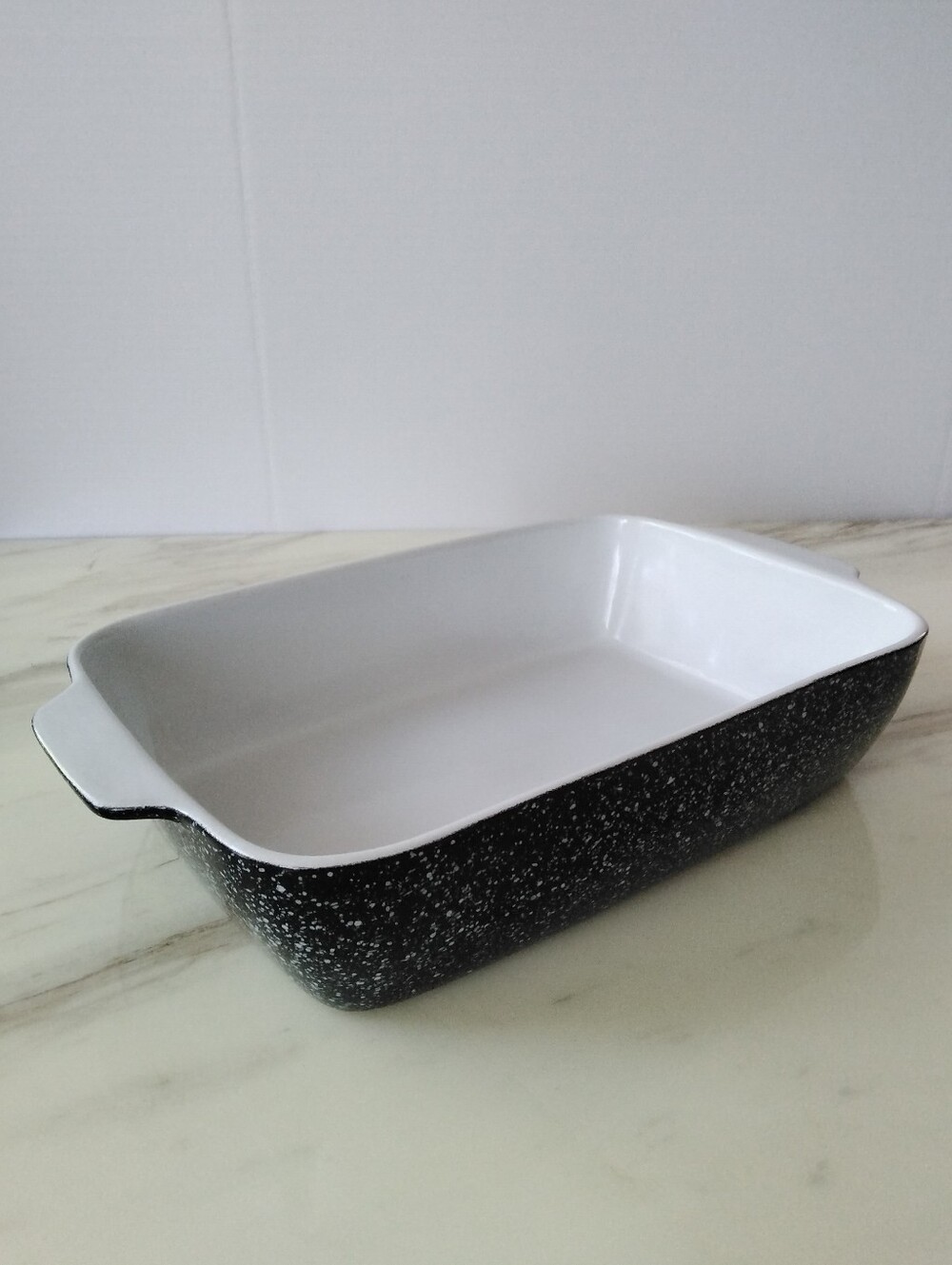 Cerutil Stoneware Large Rectangular Black|White Speckled Baking Dish Portugal